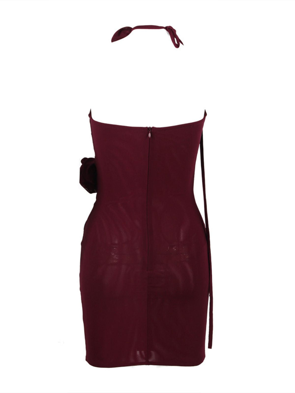 Inara Strapless Mesh Cutout Mini Dress In Wine - View 7