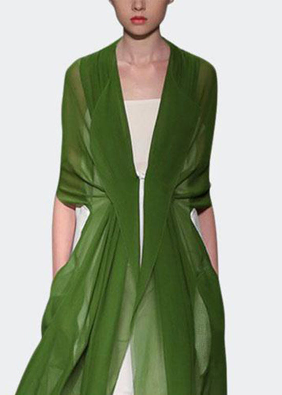 Chiffon Sheer Open Front Tie Waist Duster Slip Dress Two Piece Set - View 3