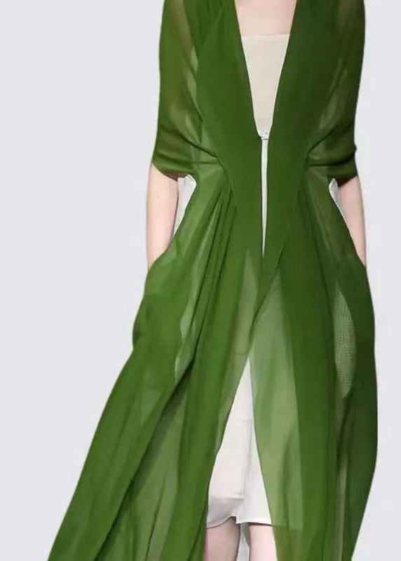 Chiffon Sheer Open Front Tie Waist Duster Slip Dress Two Piece Set - View 4