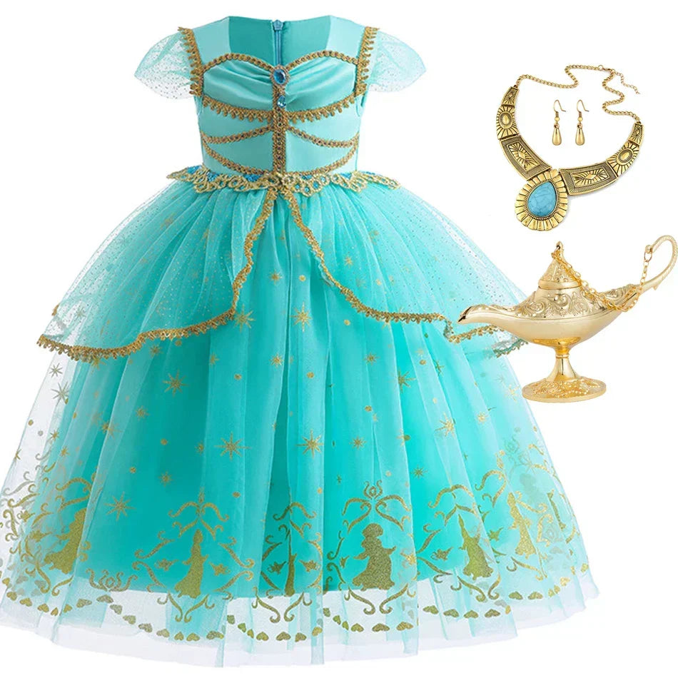 Glitter Star Print Tulle Puff Sleeve Princess Costume Gown 16