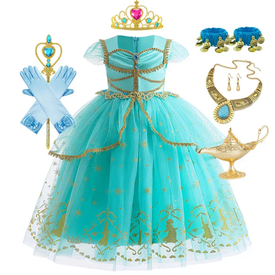 Glitter Star Print Tulle Puff Sleeve Princess Costume Gown 8