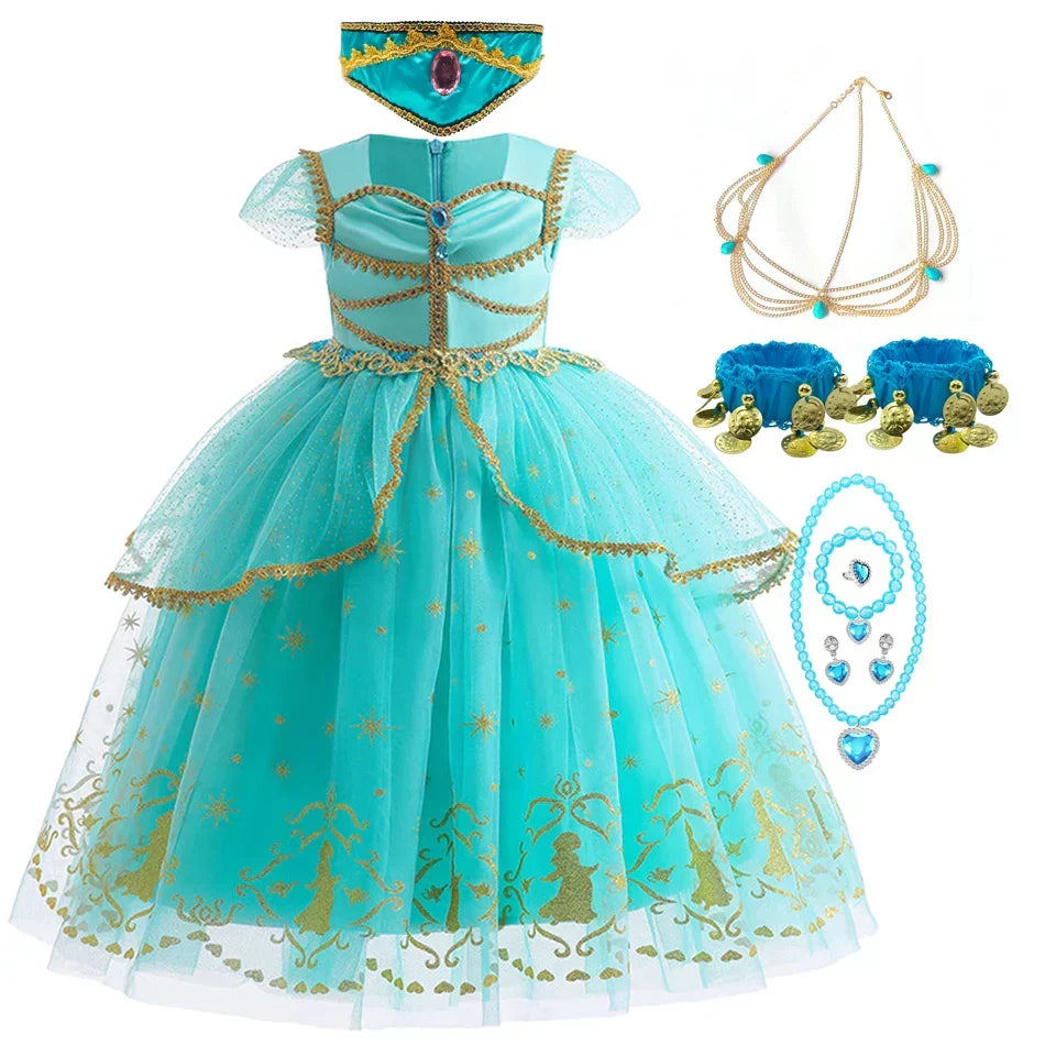 Glitter Star Print Tulle Puff Sleeve Princess Costume Gown 14