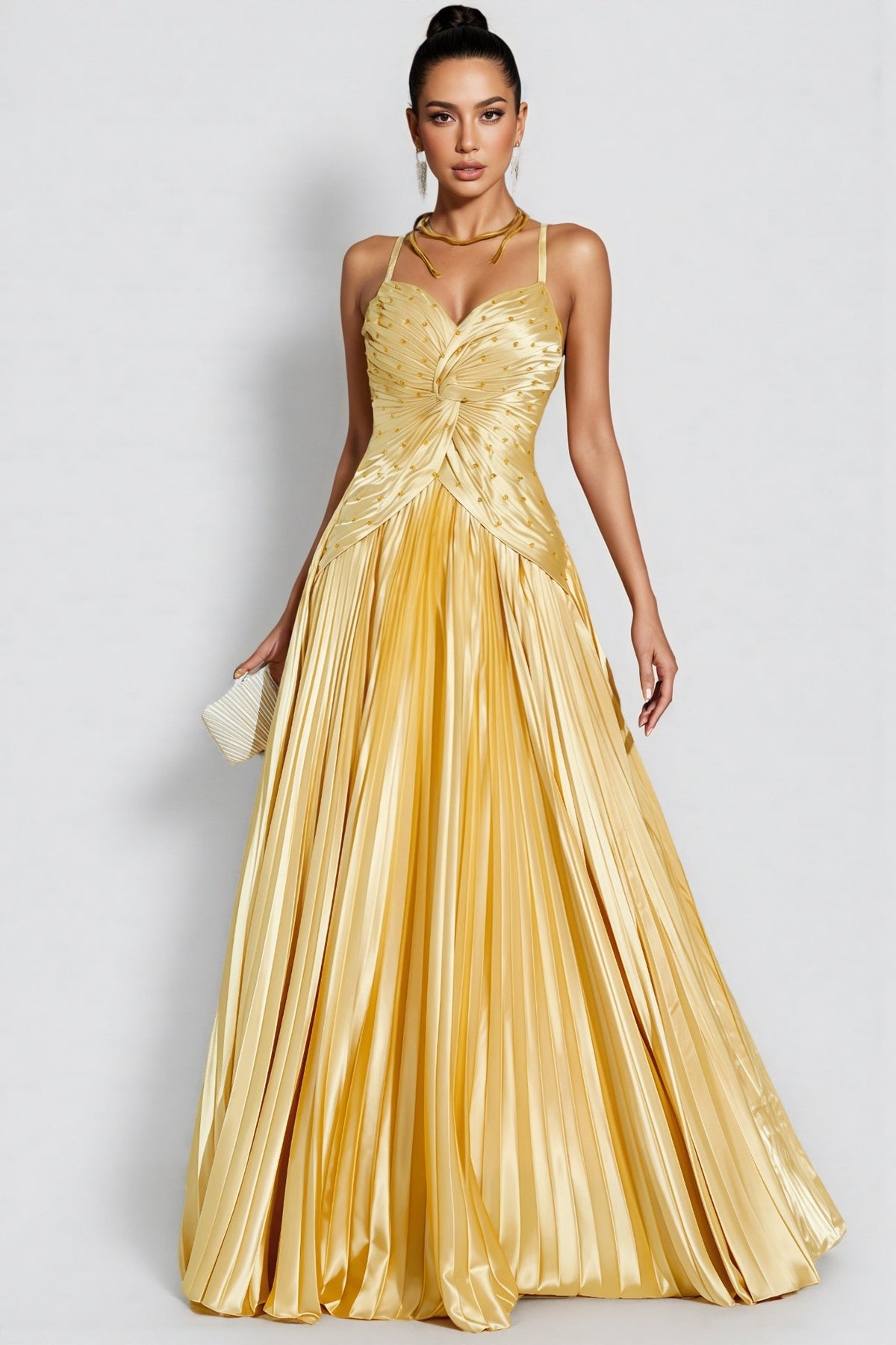 Saga Gold Beaded Maxi Slip Dress