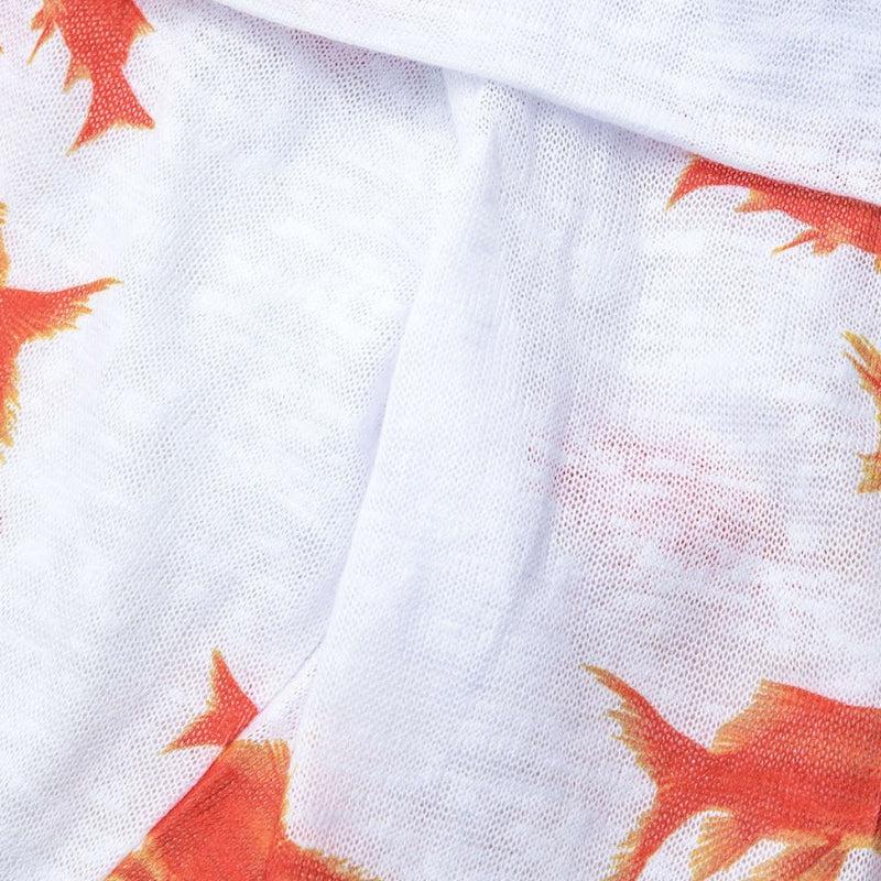Koi Fish Printed Mesh Mini Dress - View 6