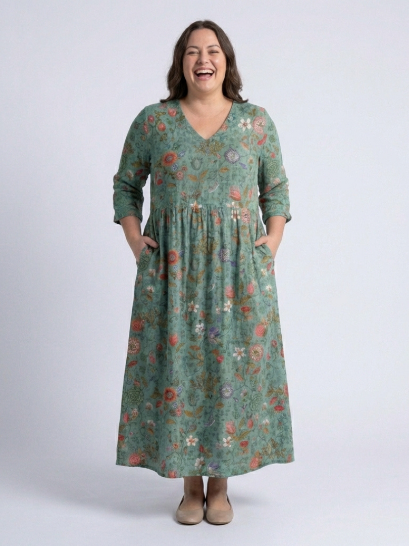 Floral V-Neck Tiered Pocket Maxi Dress 5