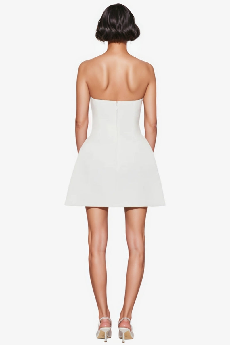 3D Lily Applique Strapless A-Line Mini Dress - View 6