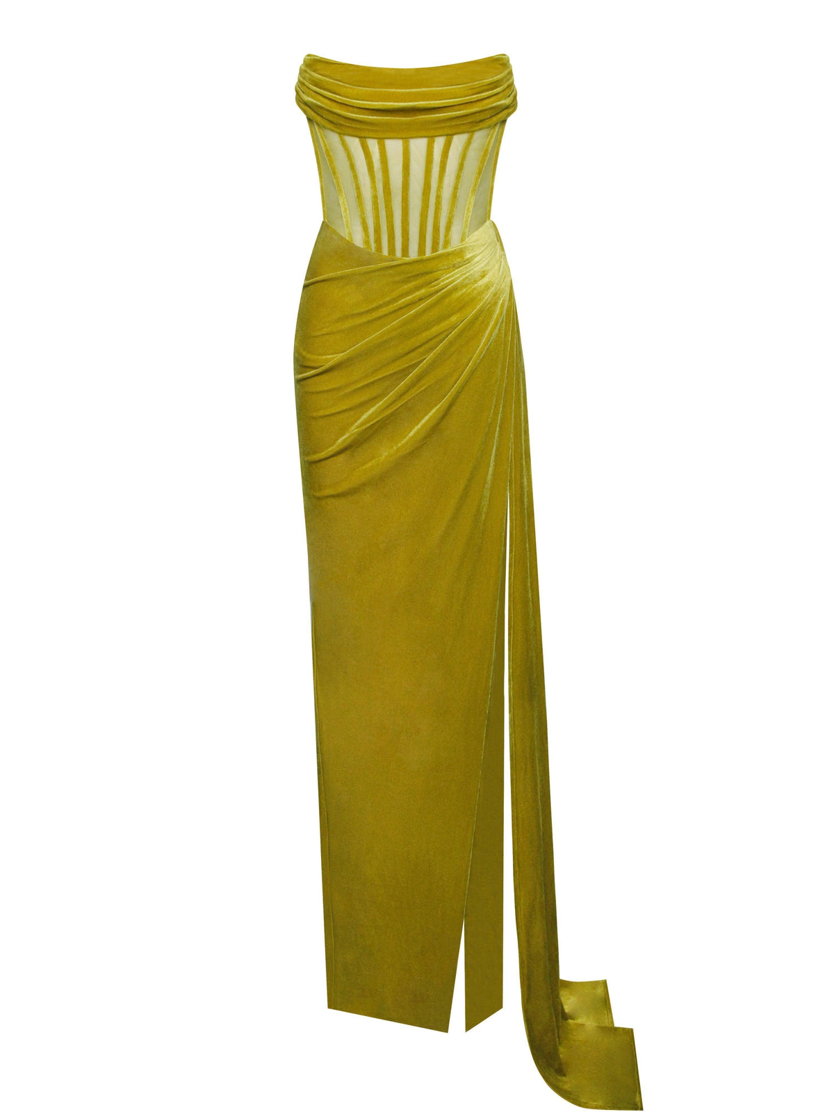 Leilani Corset Split Maxi Dress In Gold - View 6