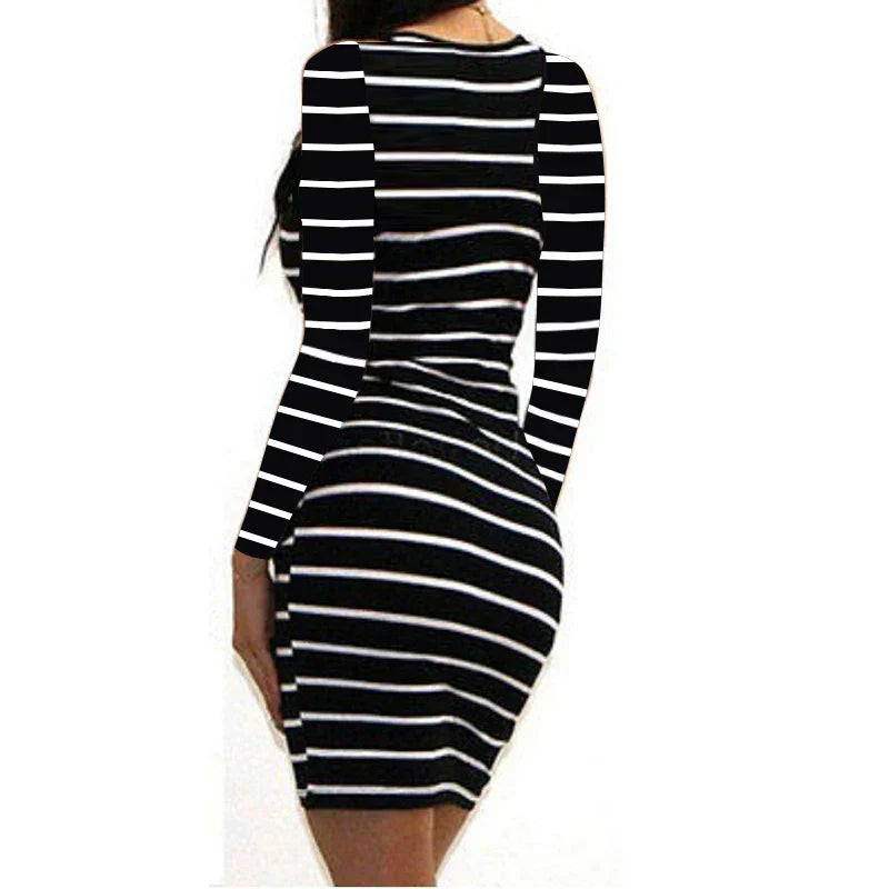 Bandage Sleeveless Striped Bodycon Midi Dress - View 2