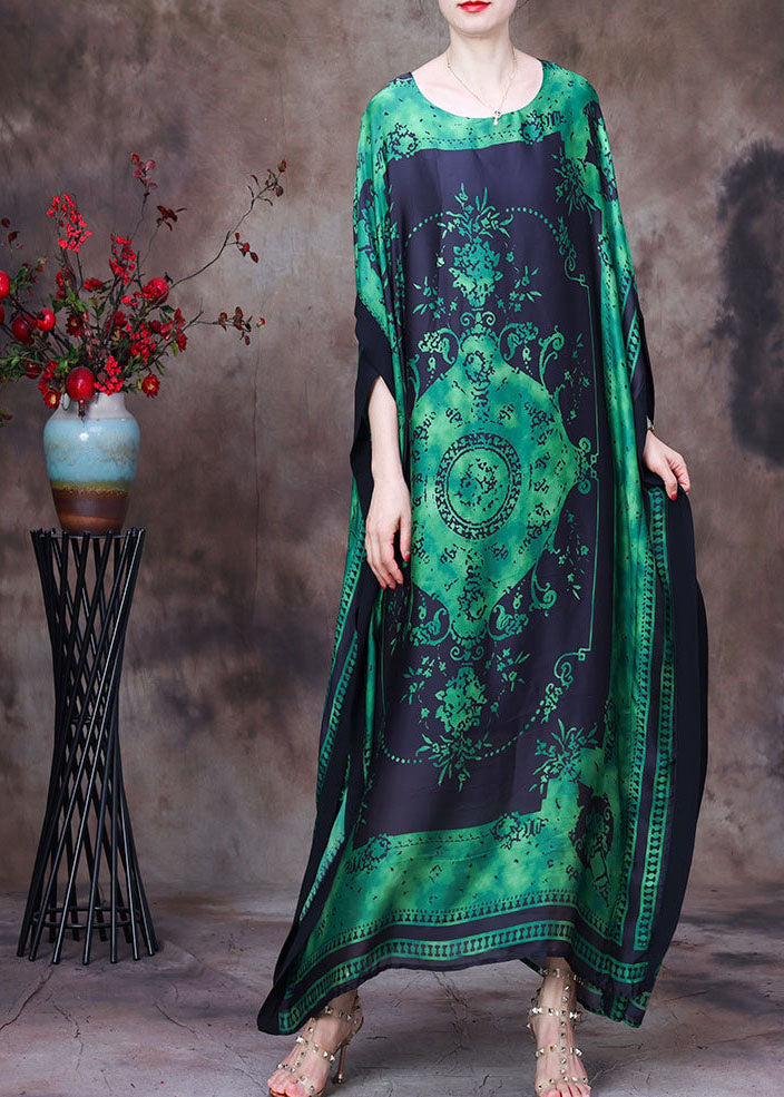 Medallion Print Batwing Sleeve Oversized Kaftan Maxi Dress