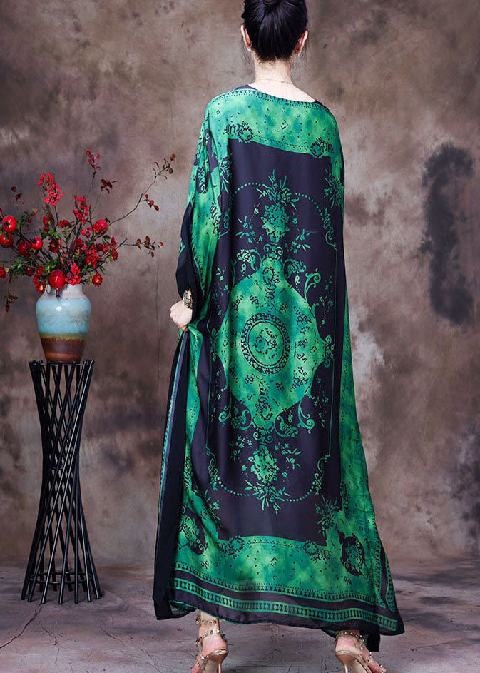 Medallion Print Batwing Sleeve Oversized Kaftan Maxi Dress - View 4