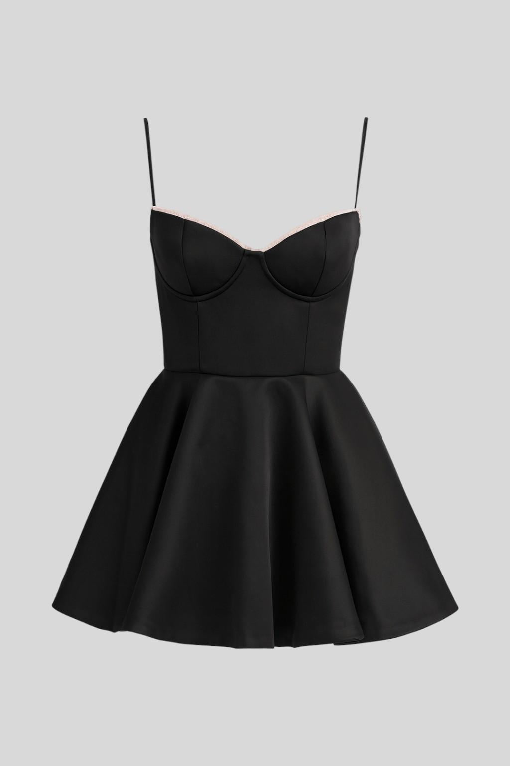 Sweetheart Neck Corset Spaghetti Strap Satin Fit and Flare Mini Dress 6