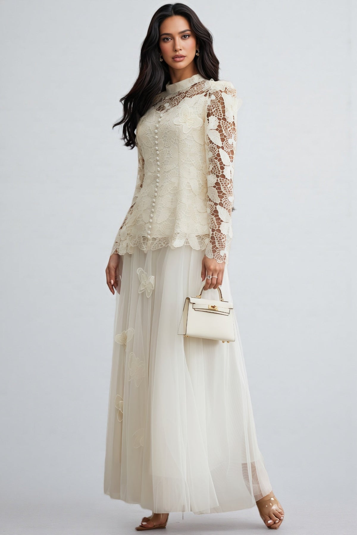 Inina Butterfly Embroidered Lace Maxi Dress Set - View 3