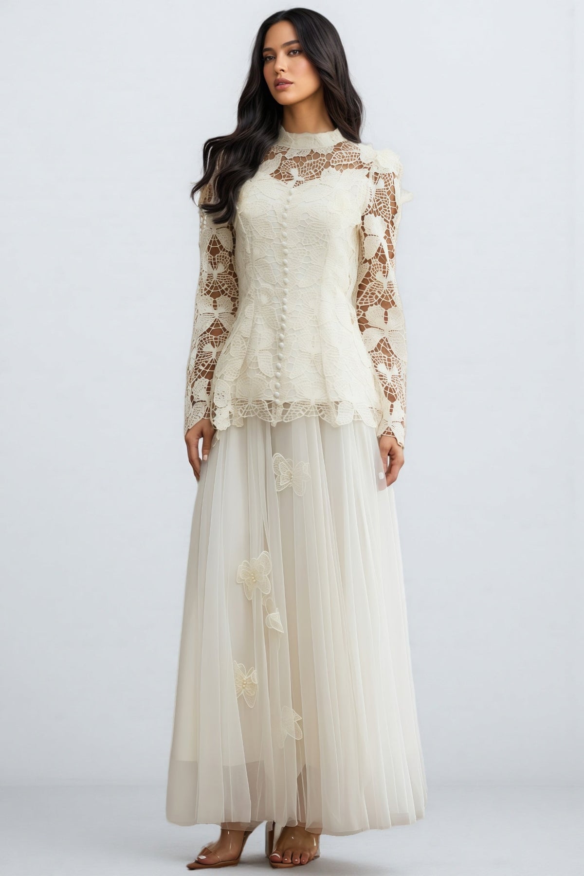 Inina Butterfly Embroidered Lace Maxi Dress Set - View 2