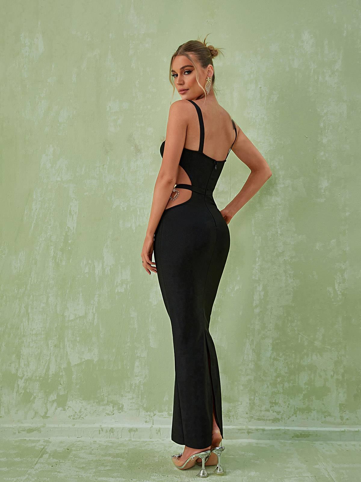 Medallion Strap Corset Sweetheart Cut Out Bandage Maxi Dress - View 5