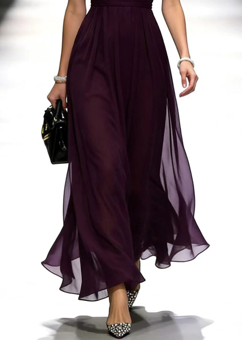 Halter Neck Cold Shoulder Rhinestone Collar Belted Chiffon Maxi Gown - View 4