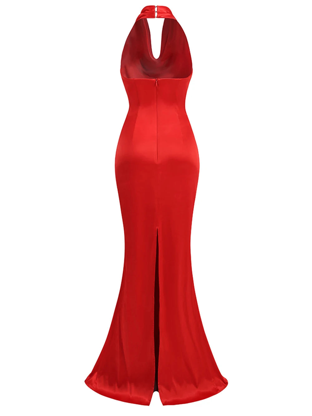Backless Halter Deep V-Neck Bodycon Maxi Dress