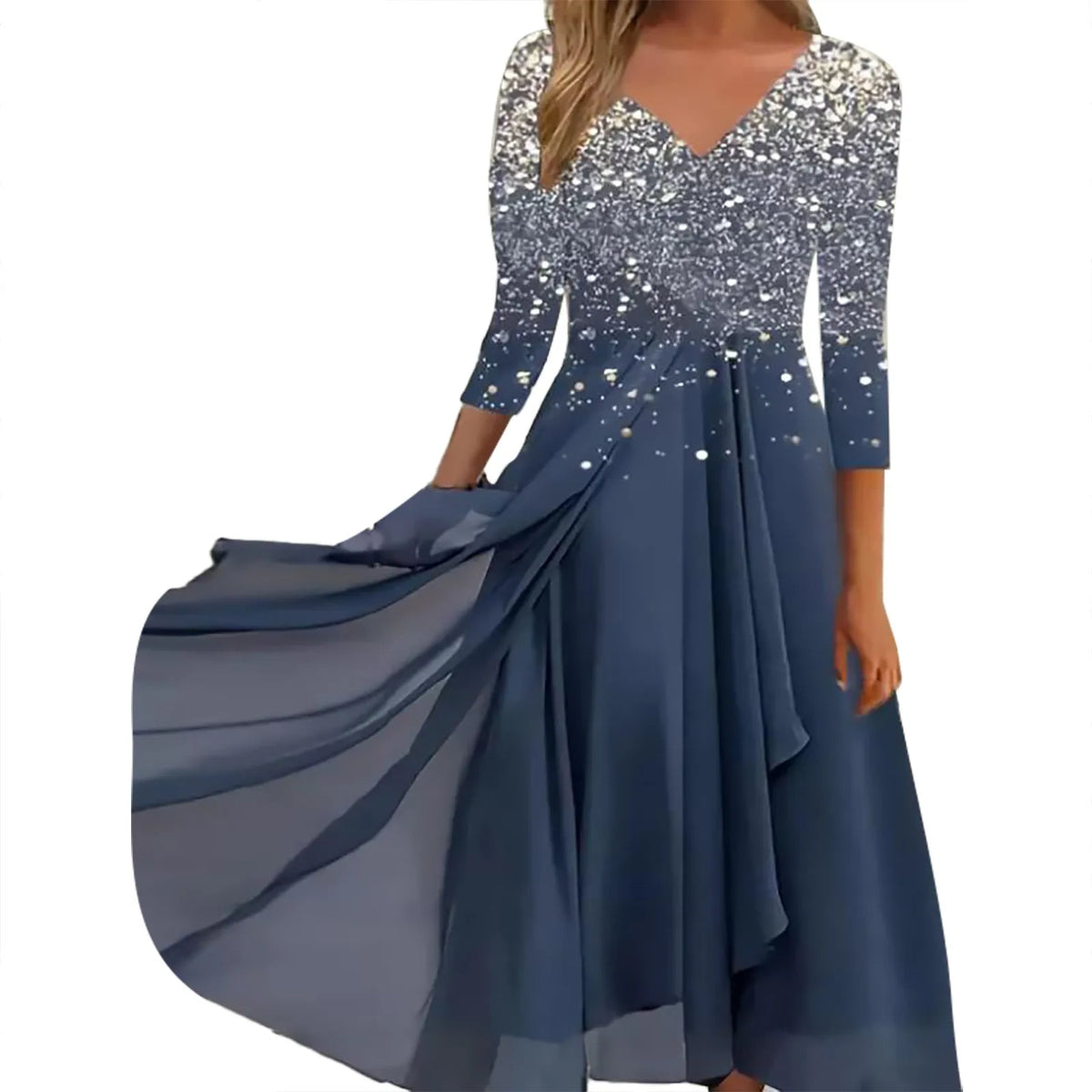 Floral Print Lace Half Sleeve A-Line Maxi Dress - View 11