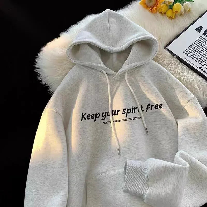 Spirit Free Letter Printed Hoodie