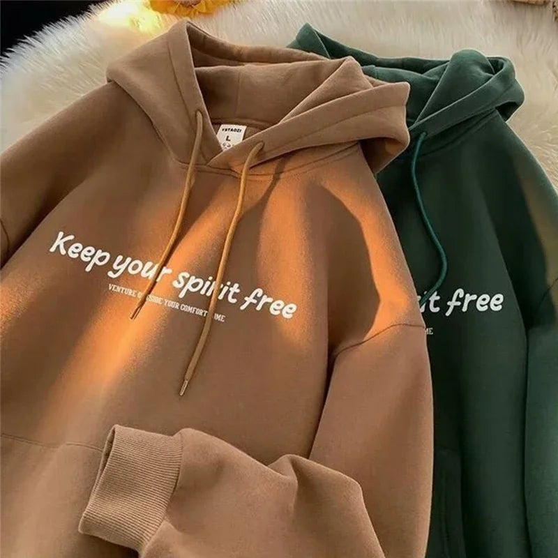 Spirit Free Letter Printed Hoodie