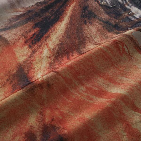 Abstract Print V-Neck Mandarin Collar Tie Neck Maxi Dress - View 5