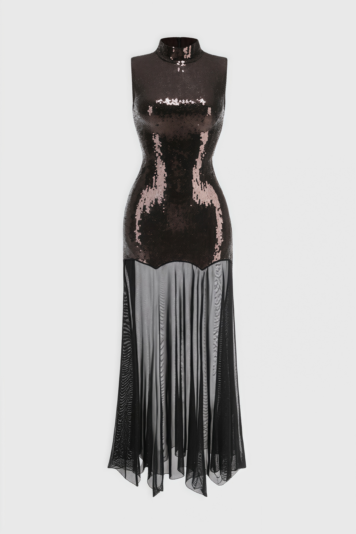 Mayads High Neck Sequin Mesh Maxi Dress - View 4