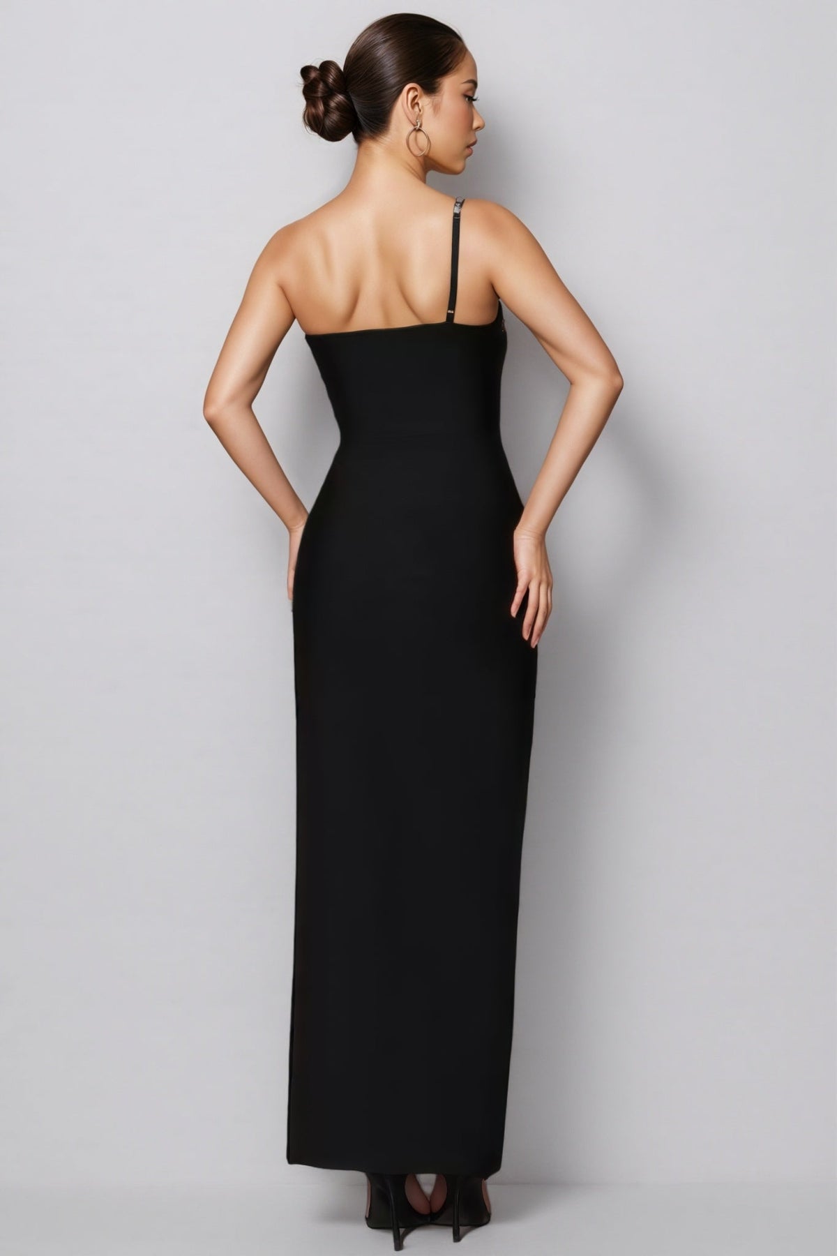 Isolld Diamond-Studded High Slit Maxi Dress - View 5
