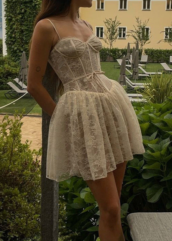 Lace Corset Sweetheart Spaghetti Strap Fit and Flare Mini Dress - View 7
