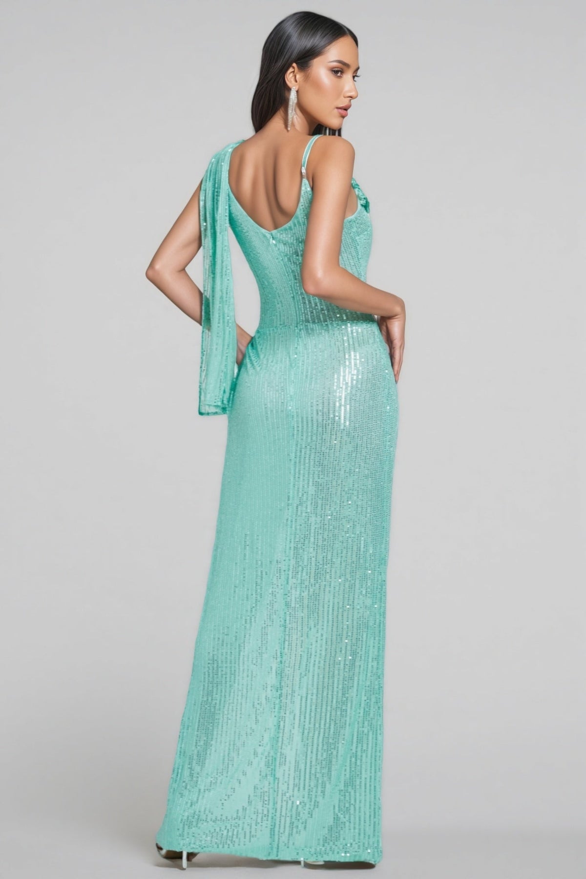 Nerissa Sequin Pressed Pleated Split Maxi Dress - View 5
