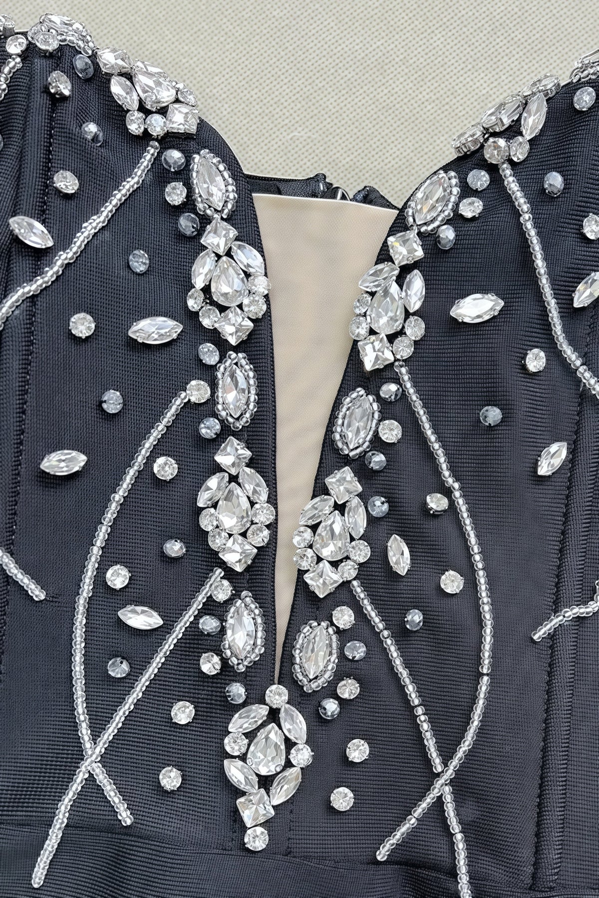 Rhinestone Embroidered Off Shoulder Long Sleeve Maxi Gown - View 9