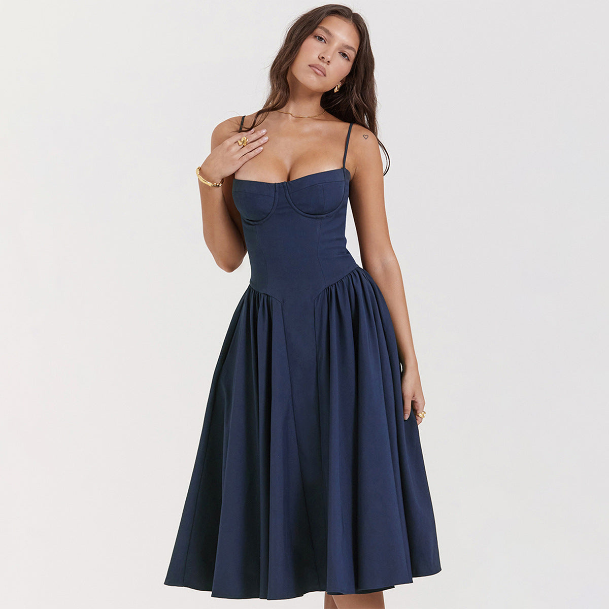 Velvet Corset Bodycon Midi Dress - View 5