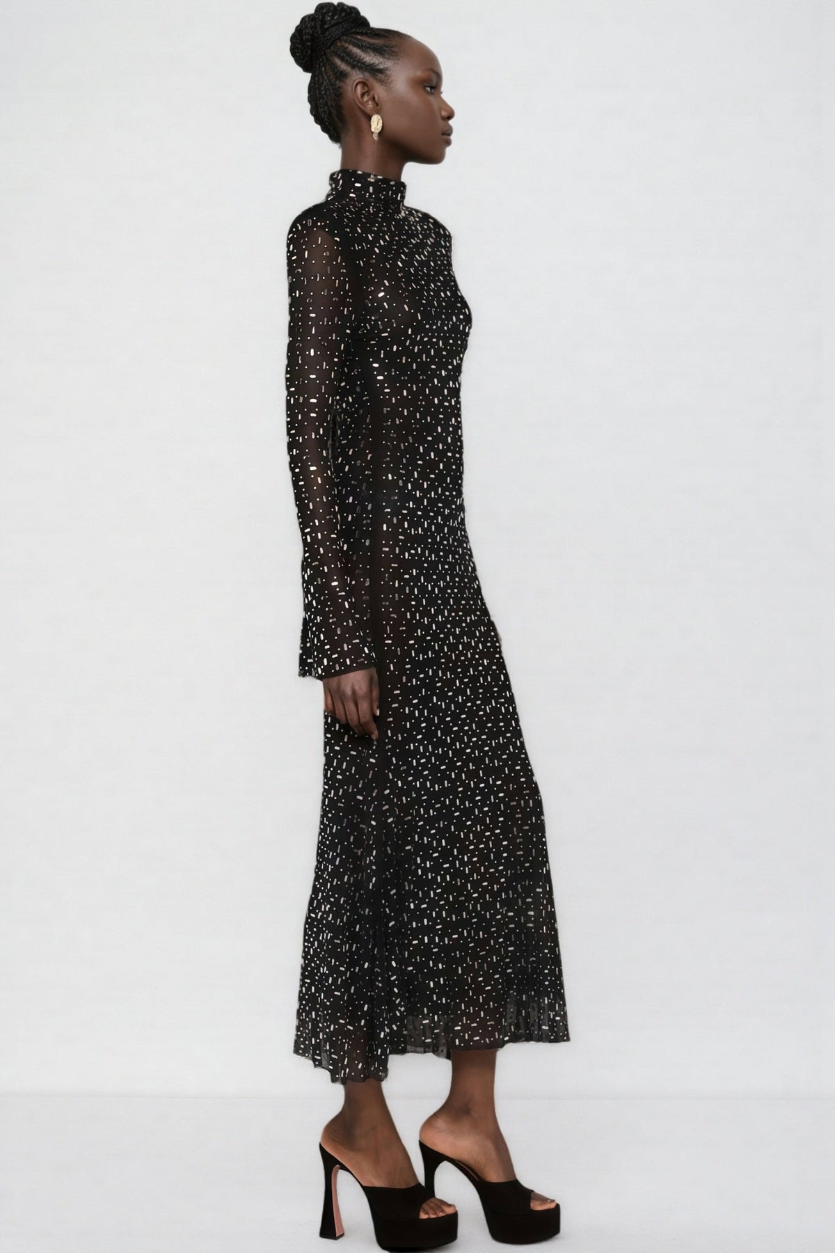 Roisea Long Sleeve Rhinestone Maxi Dress - View 3