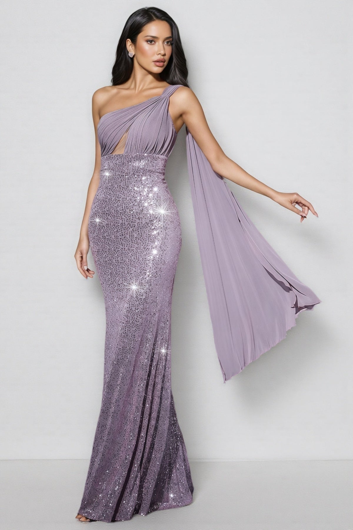 Nani Purple Sequin Fishtail Maxi Dress - View 4