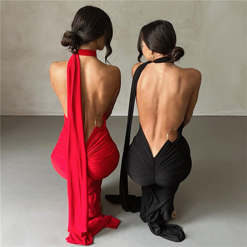 One Shoulder Backless Ruched Mermaid Maxi Gown - View 2