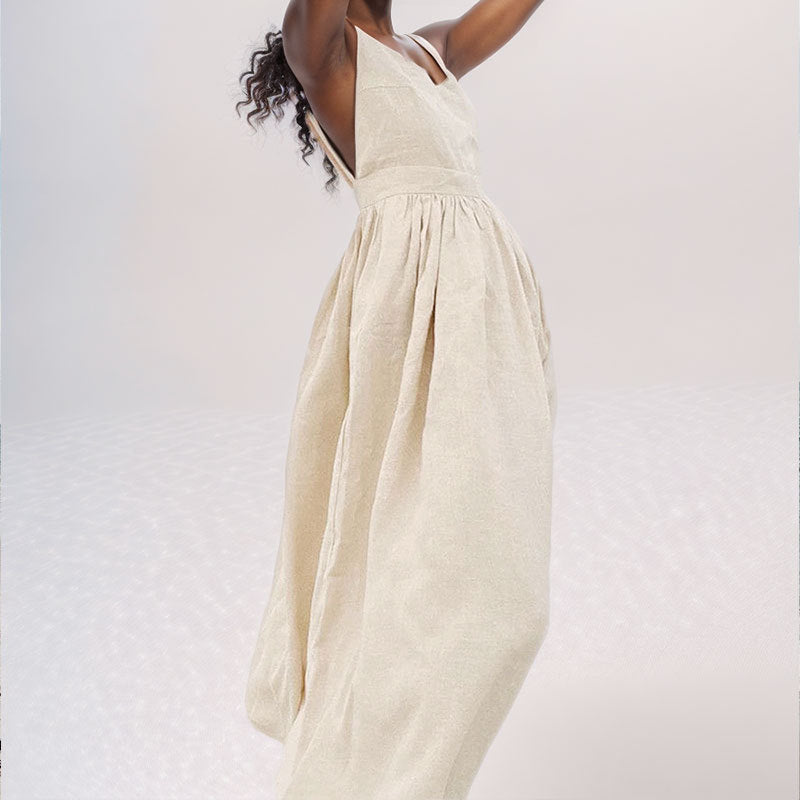 One Shoulder Sleeveless High Split Loose Midi Dress 7
