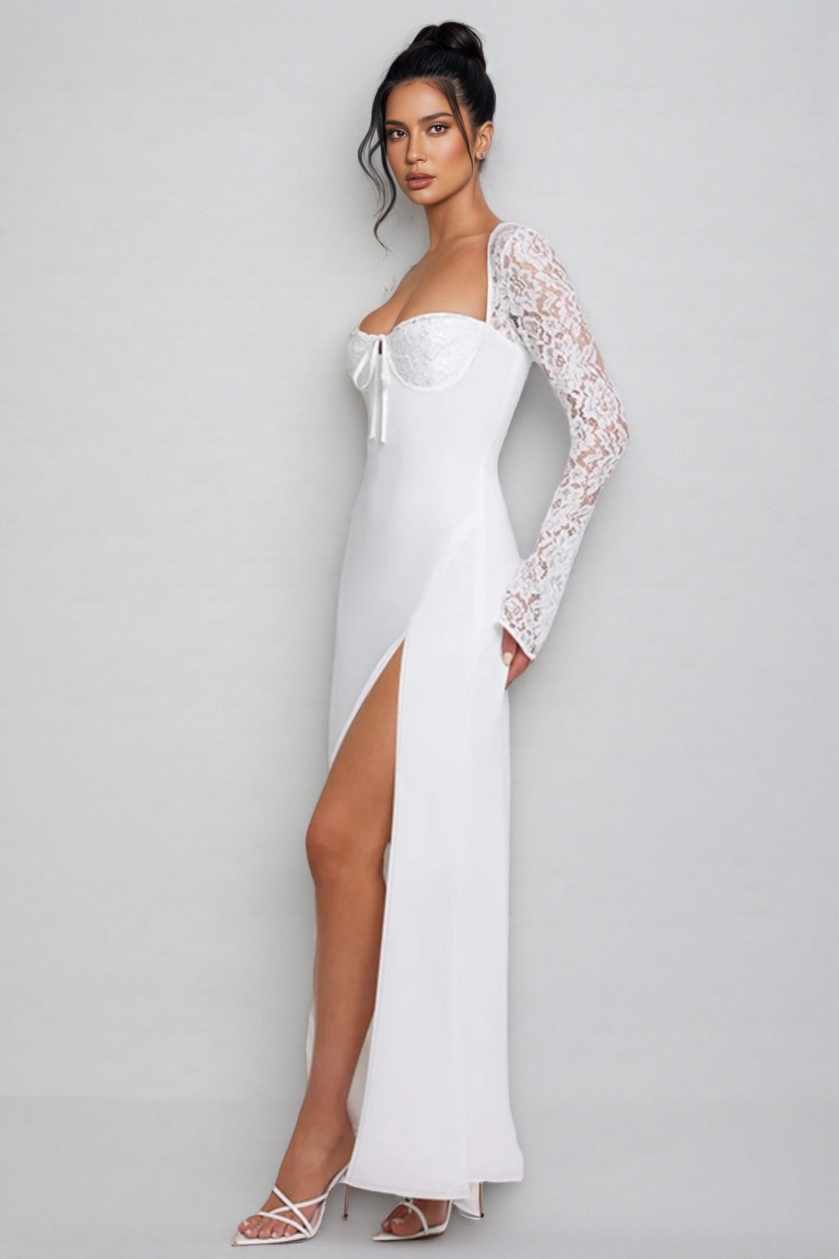 Heli Lace Split Maxi Dress - View 4