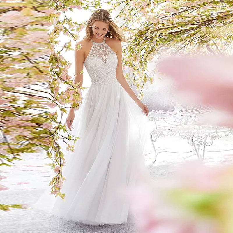 Dress Sleeveless Halter Wedding Dress Slim Fit Maxi Dress