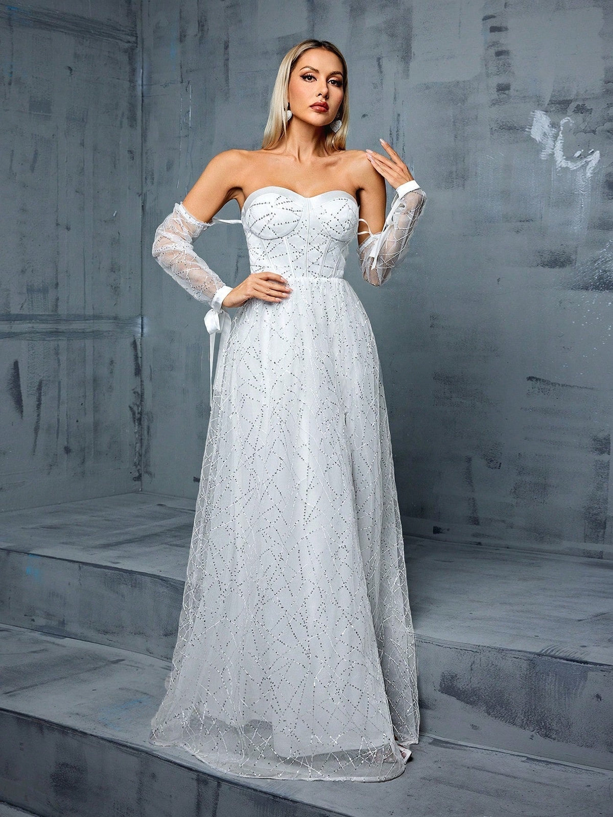 Off Shoulder Backless Mini Dress Wedding - View 2