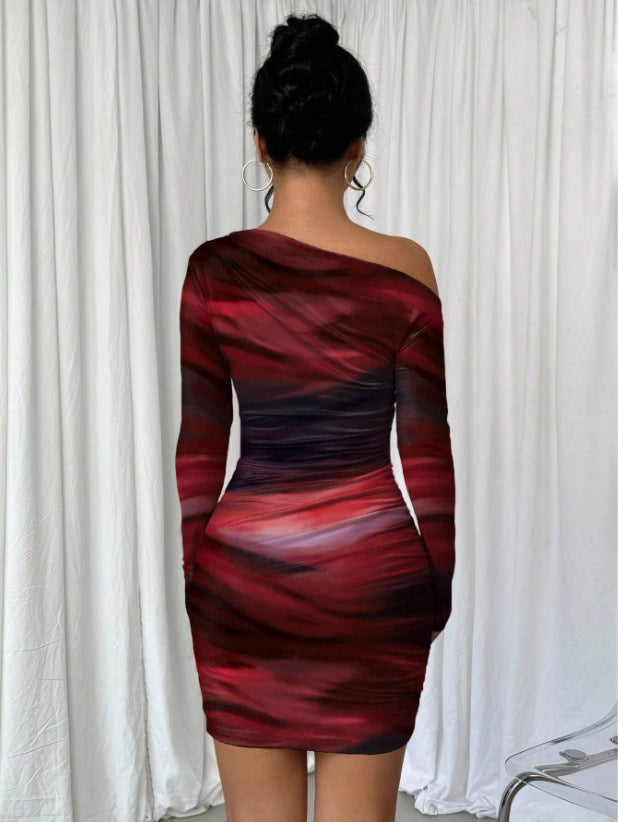 Stitch sheer mesh see through abstract off shoulder mini dress - View 8