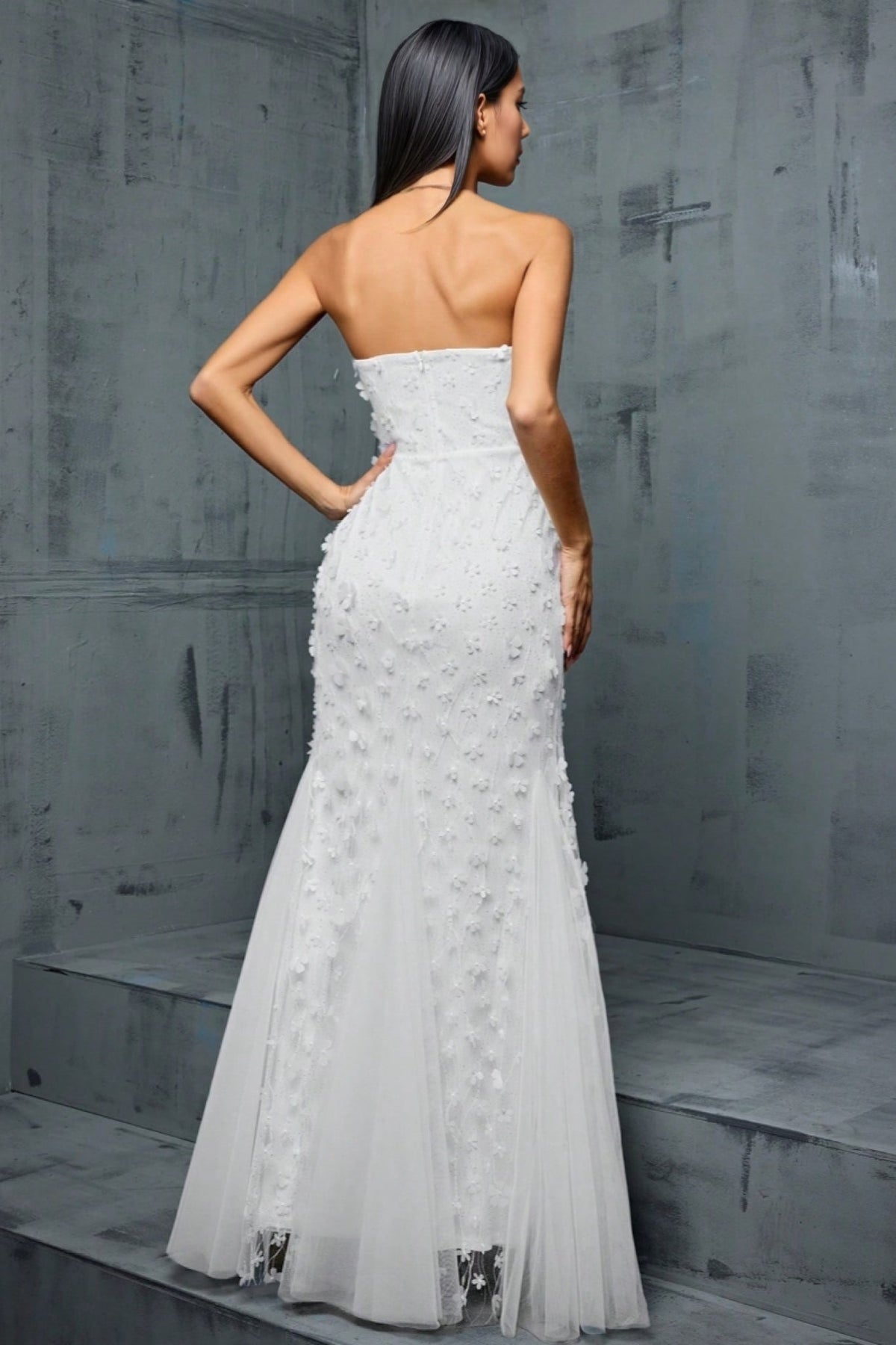 Zenoa V-Neck Fishtail Mesh Maxi Dress - View 5