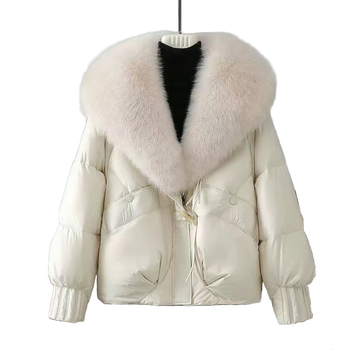 Faux Fur Collar Toggle Front Cropped Puffer Jacket 3