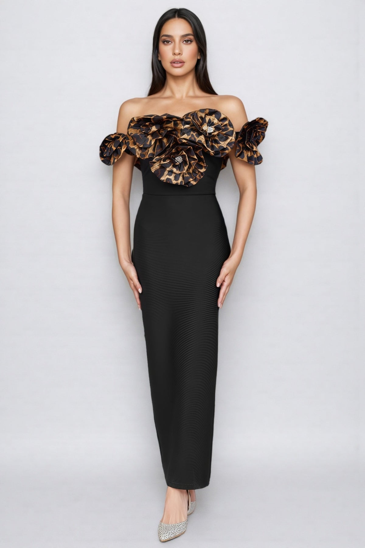 Donsa 3D Floral Bandage Maxi Dress