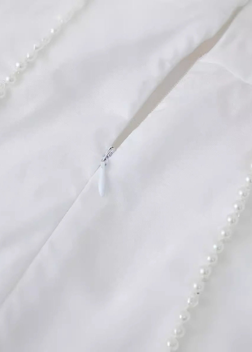 Halter Neck Rose Applique Pearl Trim A-Line Mini Dress - View 8