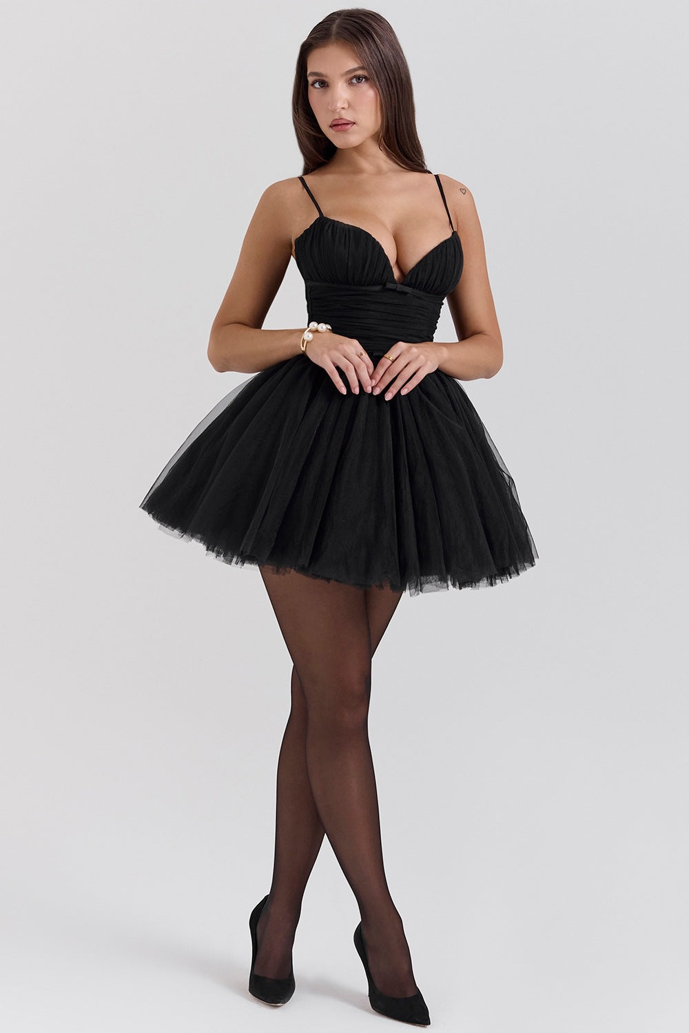 Mesh Off Shoulder Ruffled High Low Midi Dress - View 9
