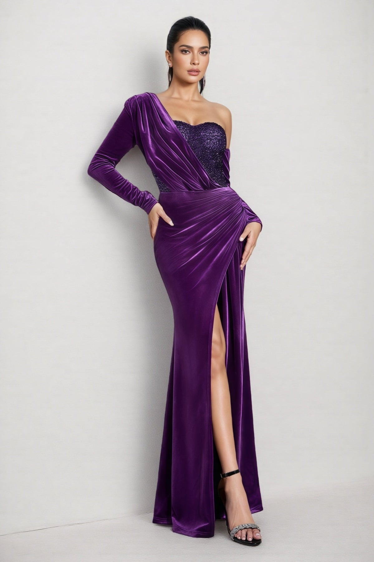 Lopez Purple Sequin Maxi Dress - View 5