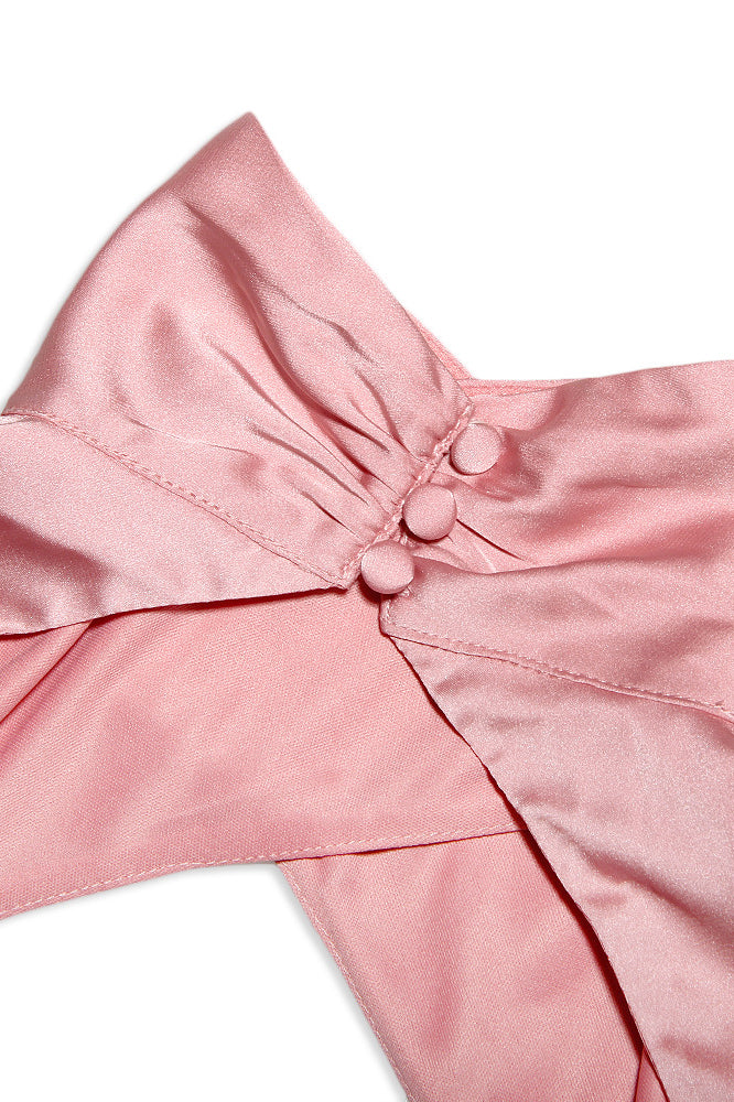 Satin High Neck Long Sleeve Cut Out Ruched Mini Dress - View 12