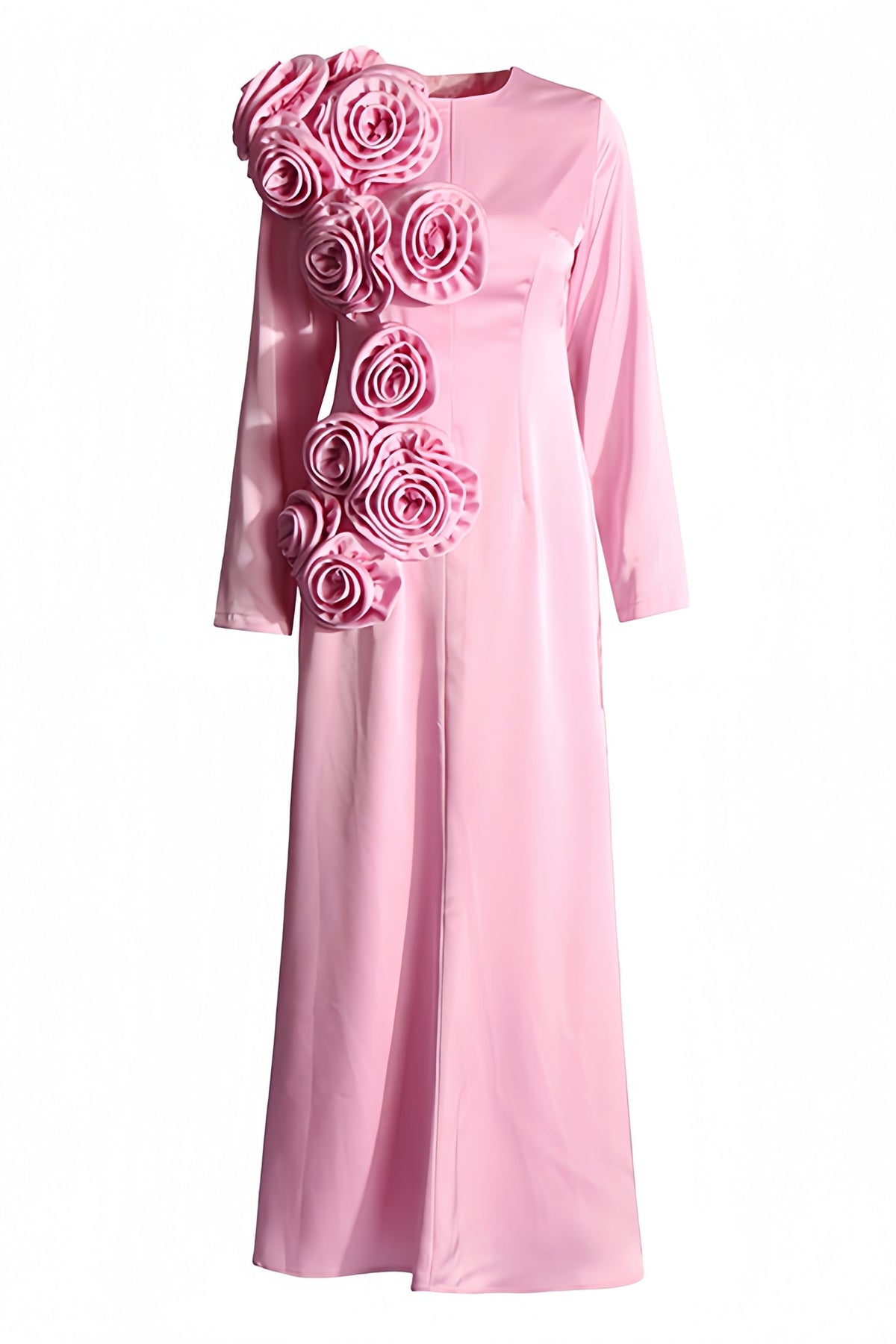 3D Floral Satin Cami Maxi Dress - View 7