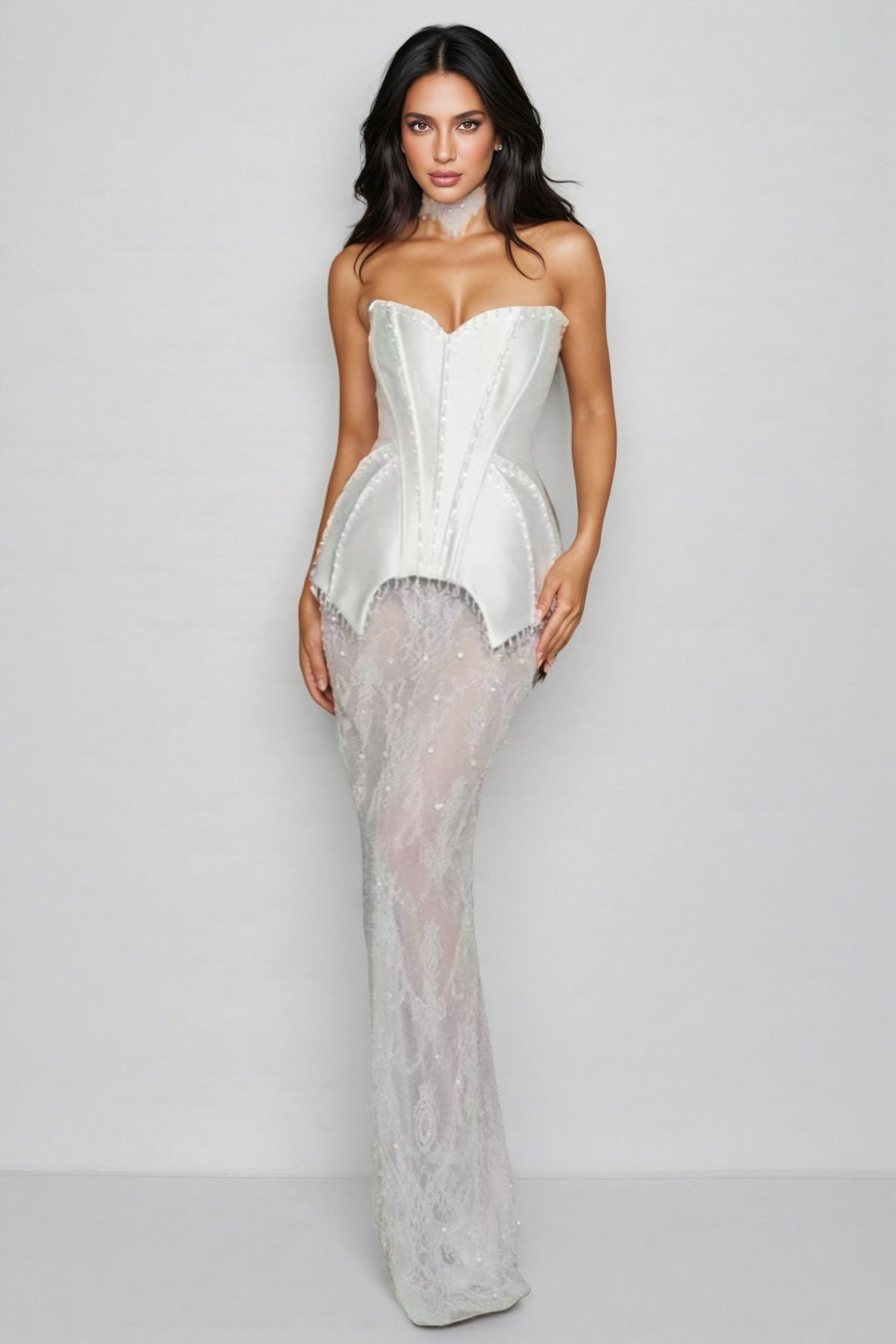 Kendall Crystal Lace Maxi Dress