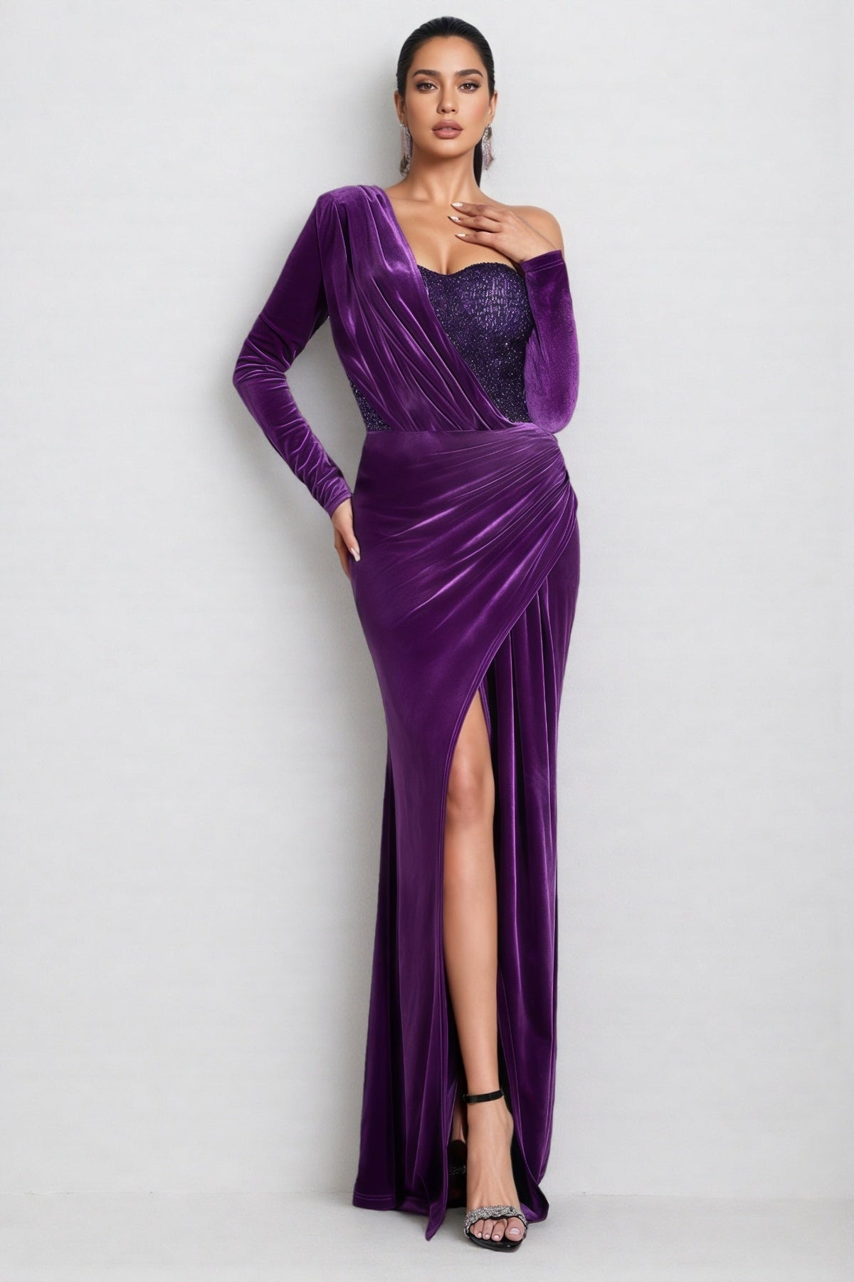Lopez Purple Sequin Maxi Dress - View 3