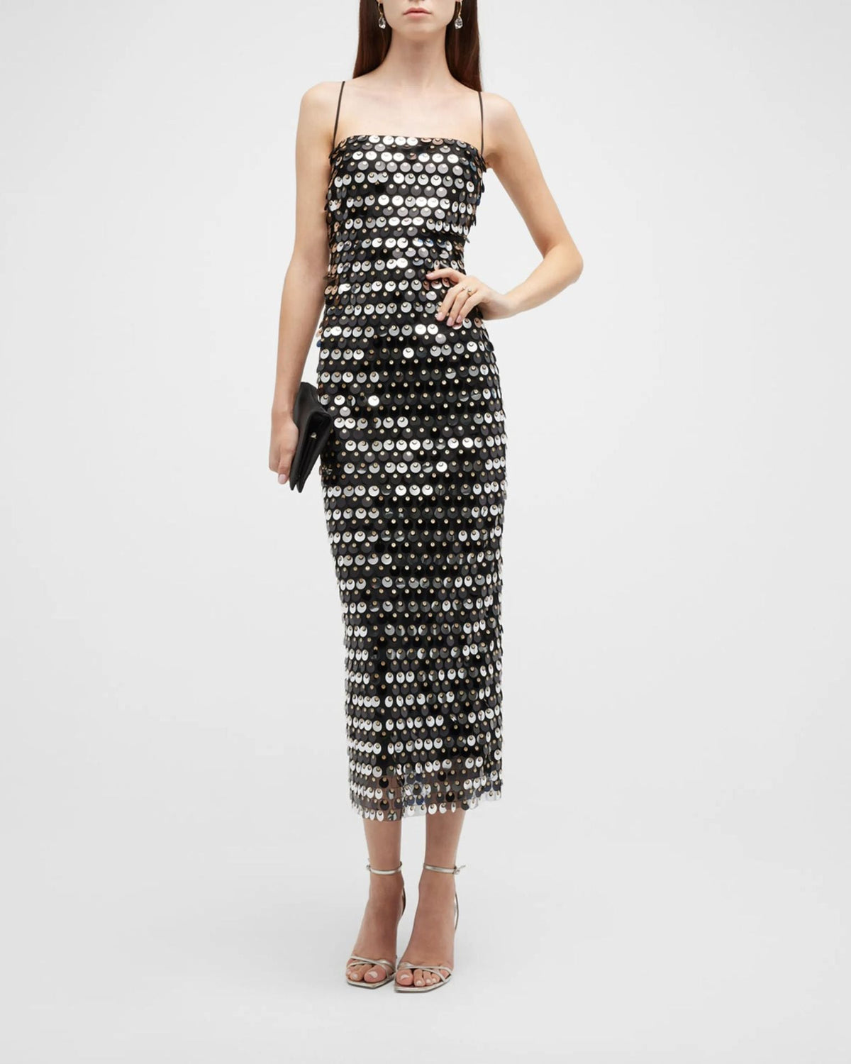 Disc Sequin Spaghetti Strap Square Neck Bodycon Mini Dress - View 10