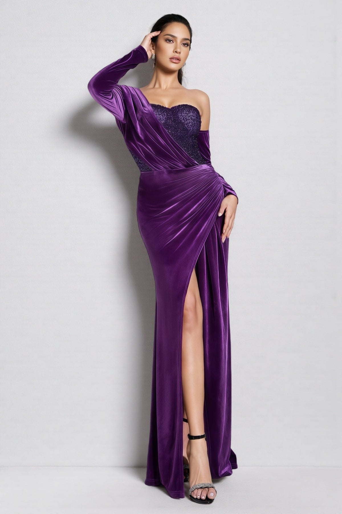 Lopez Purple Sequin Maxi Dress - View 2